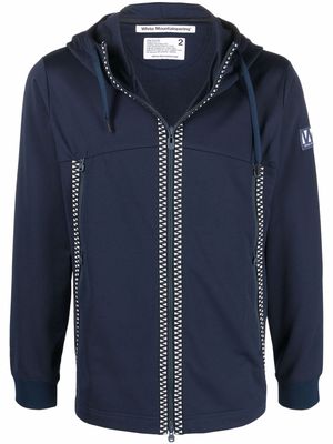 White Mountaineering logo-patch zip-up hoodie - Blue