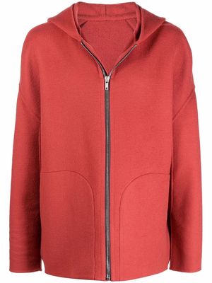 Rick Owens cashmere zip-up hoodie - Red