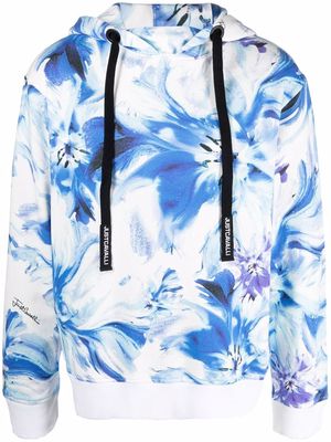 Just Cavalli painted floral-print hoodie - White
