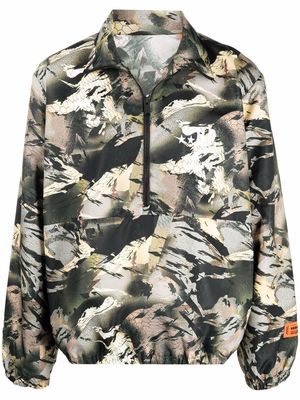 Heron Preston logo-tape camouflage windbreaker jacket - Green