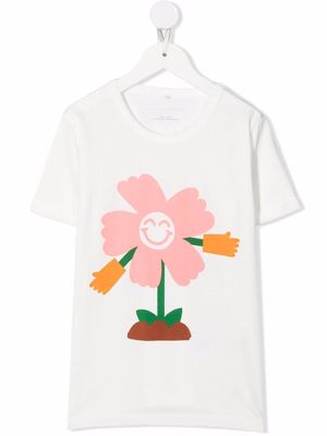 Stella McCartney Kids flower-print organic-cotton T-shirt - White