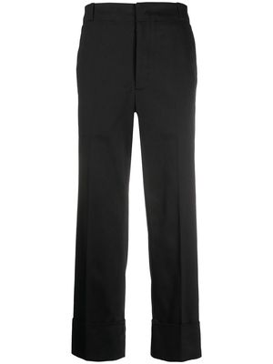 Thom Browne straight-leg twill cotton trousers - Black