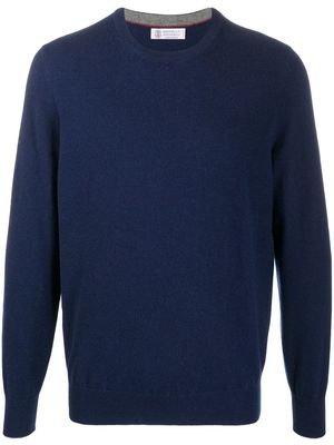 Brunello Cucinelli round neck fine knit jumper - Blue