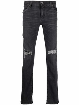 Dolce & Gabbana distressed slim-cut jeans - S9001 BLACK