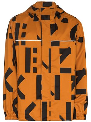Kenzo monogram-print parka coat - Orange