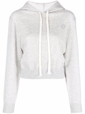 Maje embroidered-logo pullover hoodie - Grey