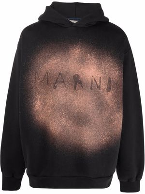 Marni paint splatter logo-print hoodie - Black