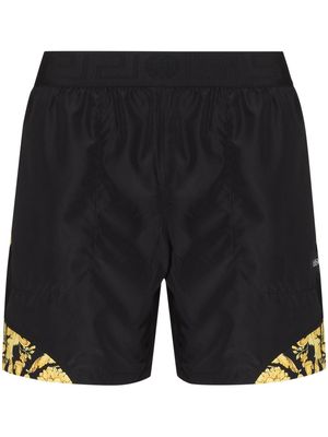 Versace Barocco-print panelled shorts - Black