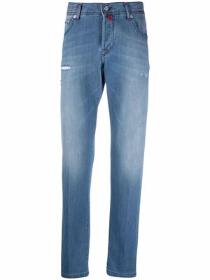Kiton mid-rise distressed jeans - Blue