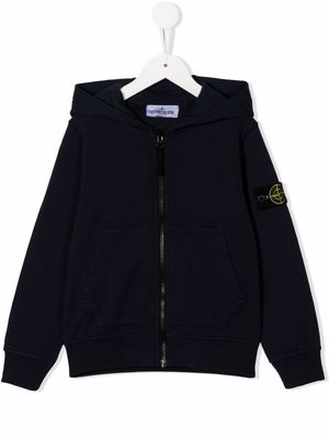 Stone Island Junior zip-up hooded jacket - Blue