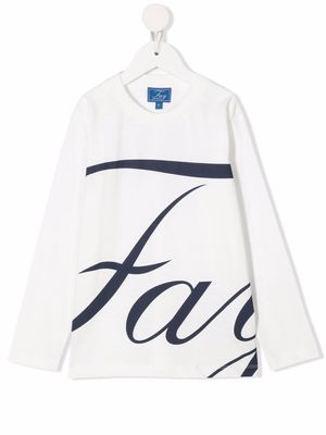 Fay Kids logo-print long-sleeved T-shirt - White