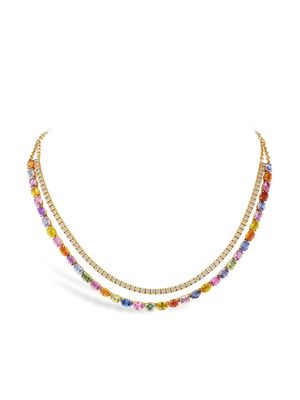 Pragnell 18kt rose gold Rainbow Fancy sapphire and diamond two-row necklace - Pink