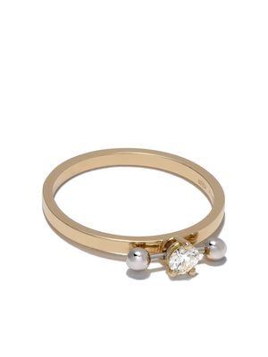 Delfina Delettrez 18kt yellow and white gold Two-in-One bar piercing diamond ring - YG