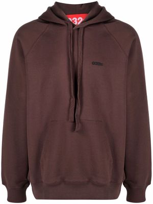 032c organic cotton logo-print hoodie - Brown