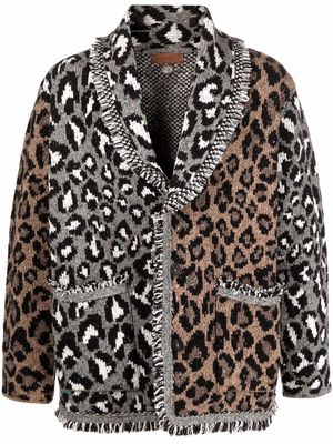 Alanui leopard print fringed cardigan - Brown