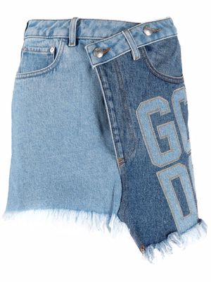 Gcds patchwork asymmetric denim skirt - Blue