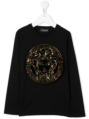 Versace Kids iridescent Medusa logo T-shirt - Black