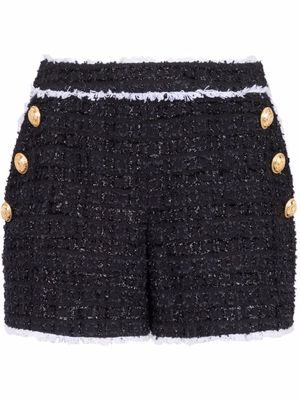 Balmain high-waisted tweed shorts - Brown