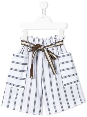 Brunello Cucinelli Kids striped belted shorts - White