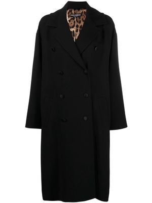 Dolce & Gabbana double-breasted virgin wool-blend coat - Black