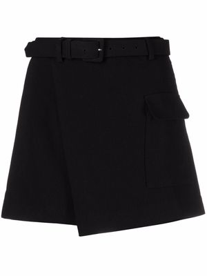 Self-Portrait wrapped high-waisted shorts - Black