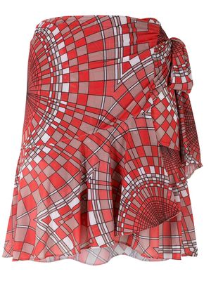 Amir Slama printed wrap skirt with panels - Red