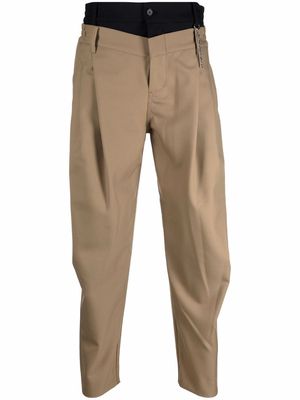 Feng Chen Wang layered pleat-detail trousers - Neutrals