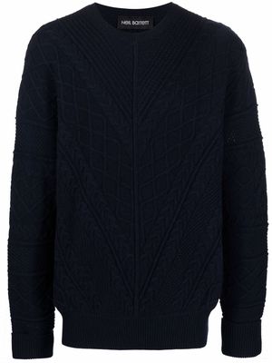 Neil Barrett cable-knit wool jumper - Blue