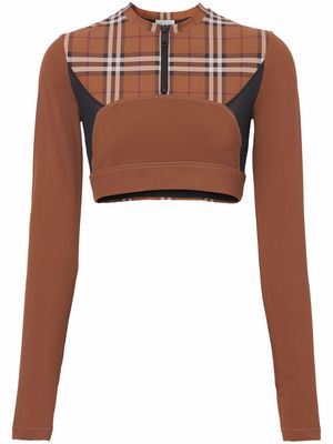 Burberry checked stretch-jersey cropped top - Brown