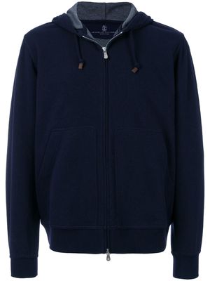 Brunello Cucinelli zipped front hoodie - Blue