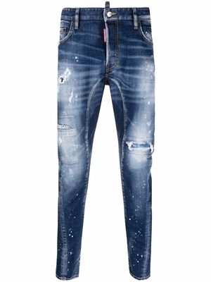 Dsquared2 mid-rise distressed straight-leg jeans - Blue