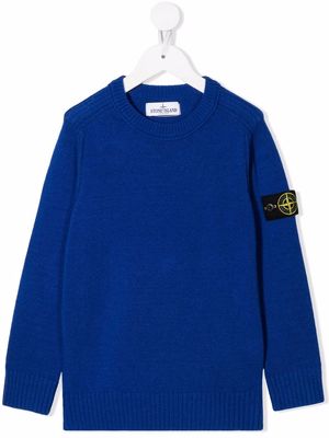 Stone Island Junior logo-patch sleeve jumper - Blue