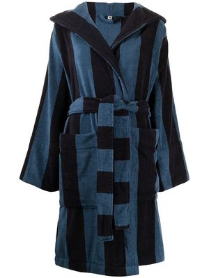 TEKLA striped terry hooded bath robe - Blue