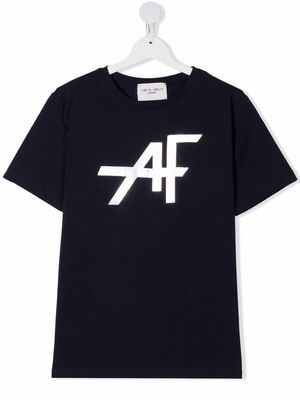 Alberta Ferretti Kids TEEN metallic-logo print T-shirt - Blue