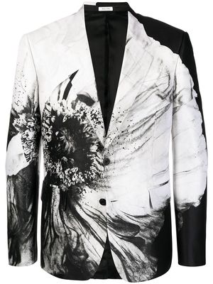 Alexander McQueen graphic-print cotton blazer - White