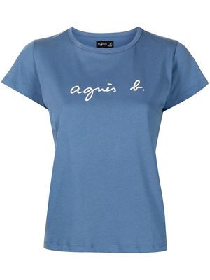 agnès b. logo-print T-shirt - Blue
