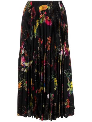 Jason Wu Collection floral-print pleated midi skirt - Black