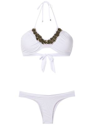 Amir Slama floral neck bikini set - White