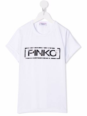 Pinko Kids logo crew-neck T-shirt - White