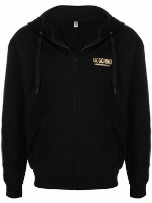 Moschino logo-tape detail hoodie - Black