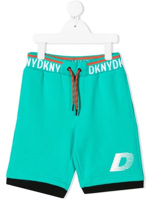 Dkny Kids logo-tape cotton bermuda shorts - Green