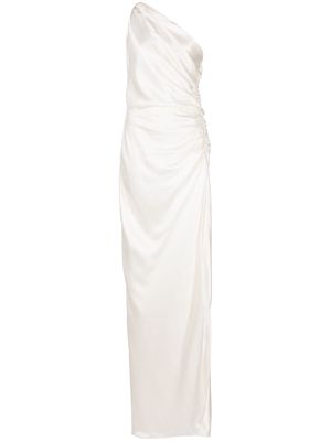 Michelle Mason one-shoulder silk gown - White