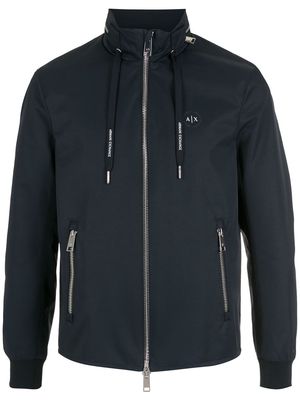 Armani Exchange logo-print zip-up hoodie - Blue
