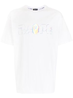 A BATHING APE® holographic logo-print T-shirt - White