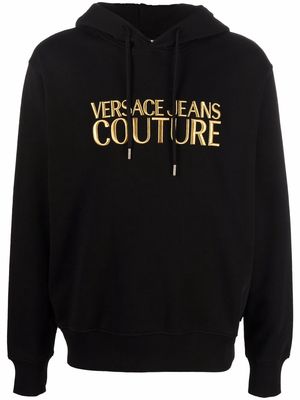 Versace Jeans Couture metallic logo-print hoodie - Black