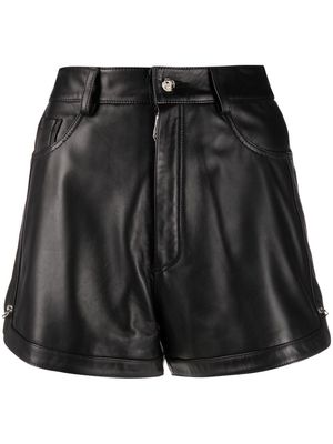 Philipp Plein pin-embellished leather shorts - Black