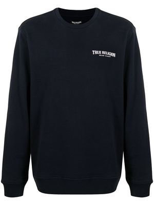 True Religion logo-print cotton jumper - Blue