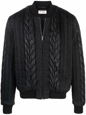 Saint Laurent cable-effect teddy jacket - Black