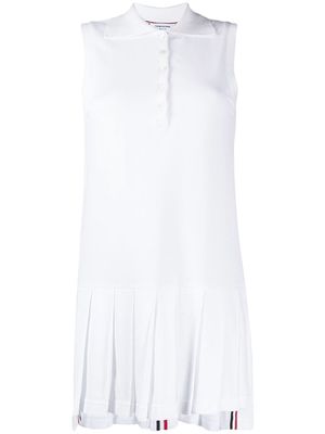 Thom Browne RWB stripe sleeveless pleated tennis dress - White