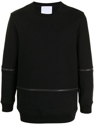 Ports V zip details crew neck sweatshirt - Black